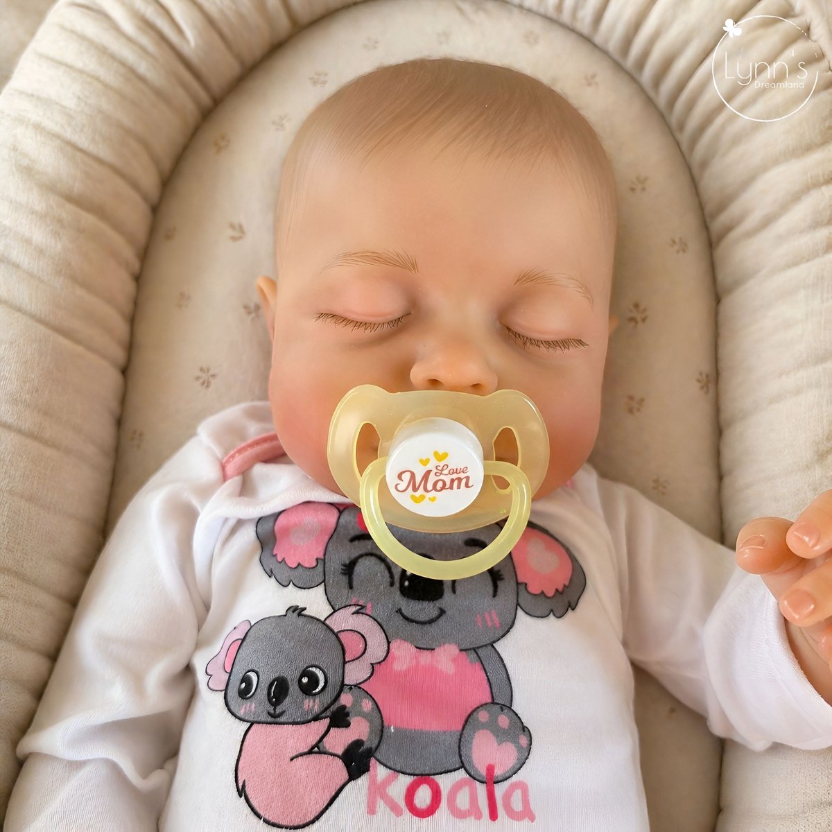 Reborn Baby Pop 'Mae' - 50 cm - Slapend meisje - Soft Vinyl - Met outfit en accessoires - In geschenkdoos — afbeelding 10