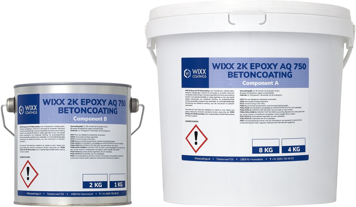 Wixx 2K Epoxy AQ 750 Betoncoating - 10kg - RAL 9002 | Grijswit