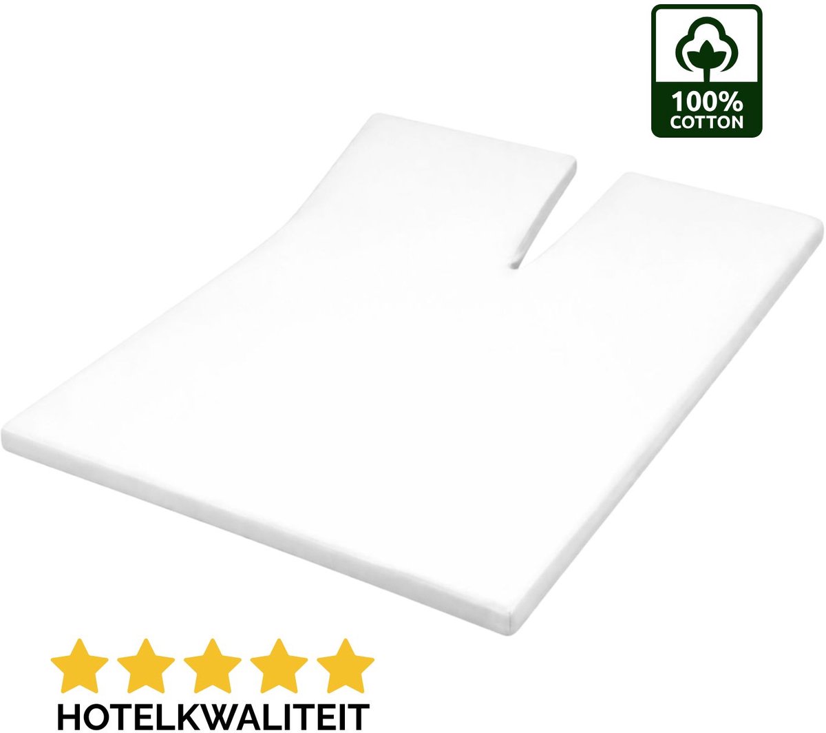Droomtextiel Splittopper Molton Hoeslaken - 160x200cm - 100% Katoen - 60˚C wasbaar - Hoogwaardige Kwaliteit - Perfecte Pasvorm
