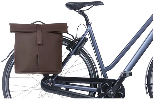 Sacoche double pour vélo Basil City MIK, 28-32L, marron rôti