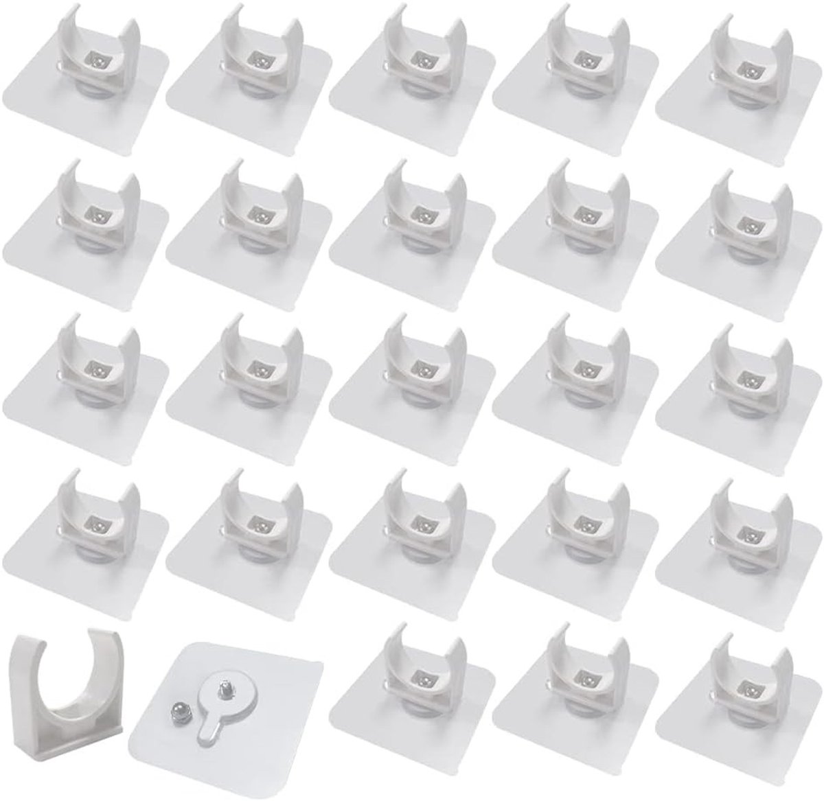24 Stuks Plastic Slangklemmen met een Binnen Diameter van 25 mm, Zelfklevende PVC Klemmen voor Waterleidingen en Ondersteuning van Pijpen in Wit