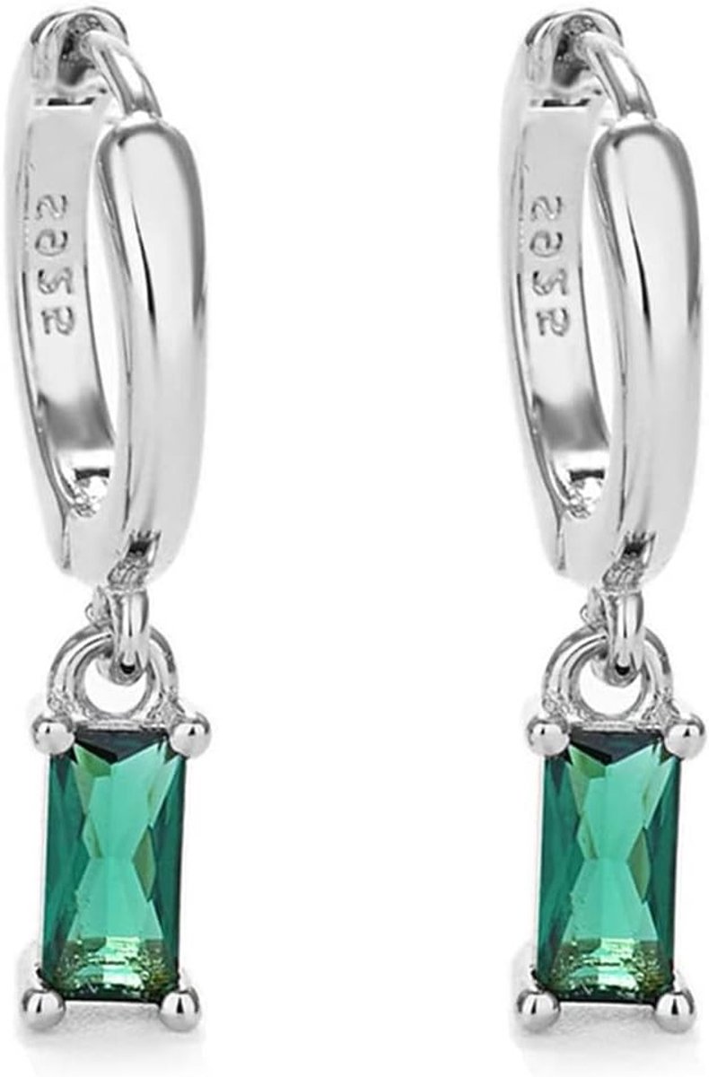 Groene Dangle Oorbellen van 925 Sterling Zilver met Smaragdkleurige Cubic Zirconia voor Vrouwen - Perfect Cadeau voor Verjaardagen en Feestjes