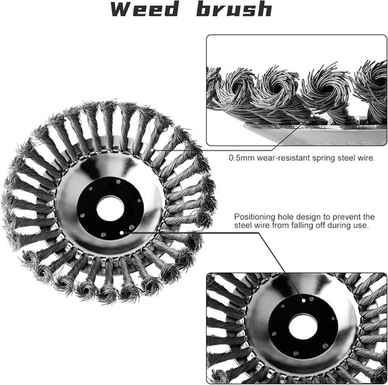 Weed Brush voor Brush Cutter - 200 x 25.4 mm - Draadborstel voor Onkruidtrimmer met Tegenmoer - Effectief Verwijderen van Onkruid van Merkloos	 — afbeelding 5