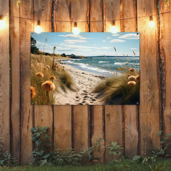 Affiche de jardin - Toile de jardin - Posters de jardin extérieur - Plage - Dunes - Ammophile - Mer - Sable - 120x80 cm - Jardin