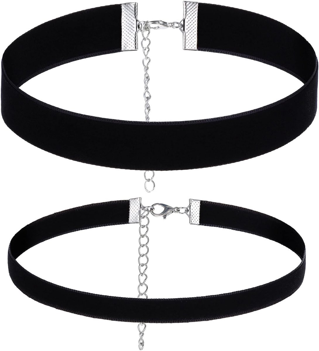 Set van 2 Zwarte Choker Kettingen voor Vrouwen - Gothic Fluwelen Choker, Perfect voor Verjaardag, Valentijnsdag en Halloween Cosplay Accessoires