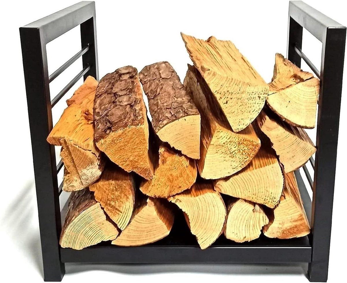 Houtopslag - Brandhoutrek - Haardhout Opslag - Robuust Metaalontwerp - 40x35x36 cm - Zwart