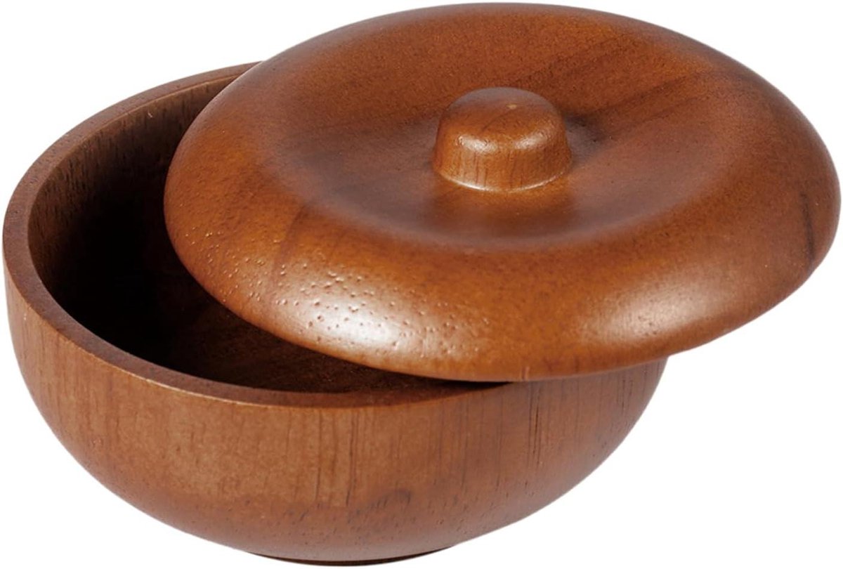 Scheerkom Hout - Scheergerei Houder - Comfortabel Scheren - Met Deksel - 10.4 cm - Bruin