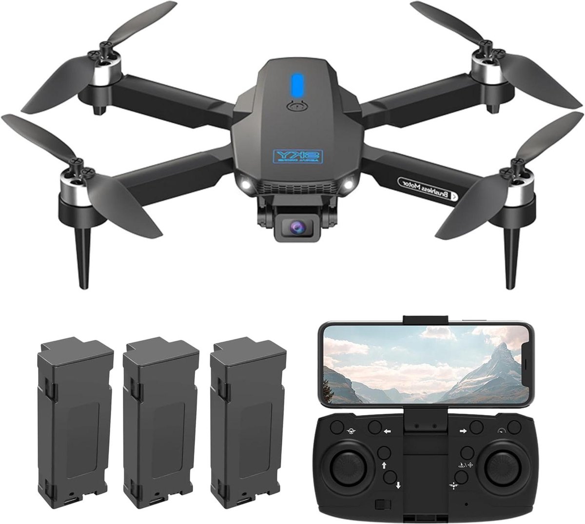 Drone met dubbele camera - RC Vliegtuig Quadcopter - Fotografie en video - Borstelloze motoren - 200 gram - Zwart