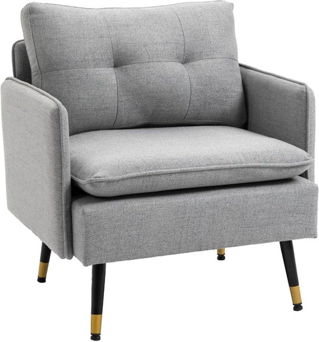 Fauteuil – Loungestoel – Relaxstoel – Zitzetel – Accentstoel – Grijs Linnen Look – Stalen