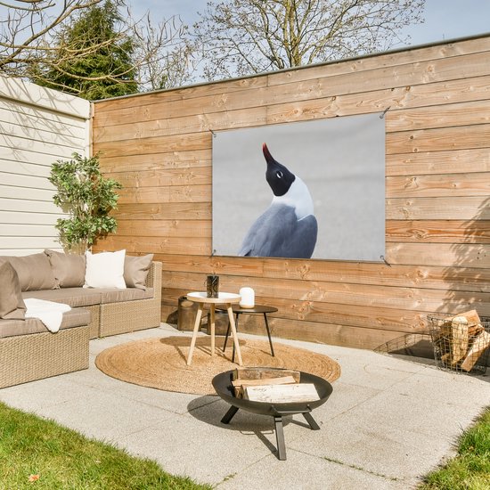 Poster Jardin mouette souriante 120x80 cm - Toile de jardin / Toile d'extérieur / Peintures d'extérieur (décoration de jardin)