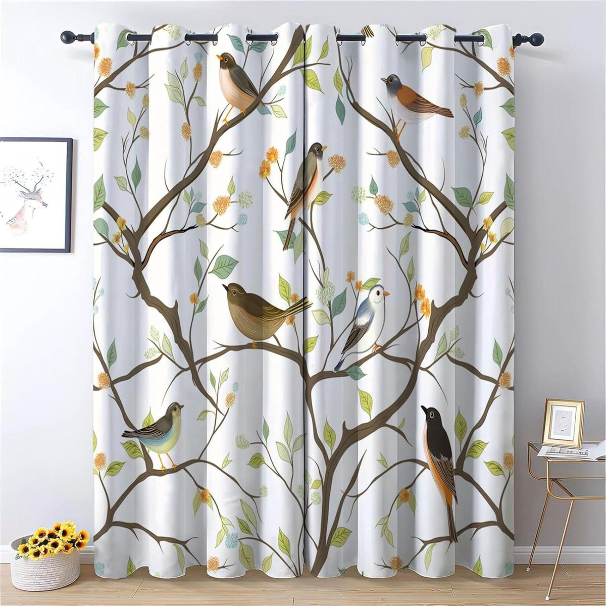 Verduisterende Gordijnen - Raambekleding Kamerdecoratie - Slaapverbetering - Drievoudige Weeftechnologie - 110 x 102 inch - Planten Groen
