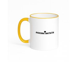 Hacebo® - hakuna matata koffiebeker met gekleurde rand goudgeel - Actrice - film fanaten - thee mok - koffie beker - Quote - koffiemok - 330 ML