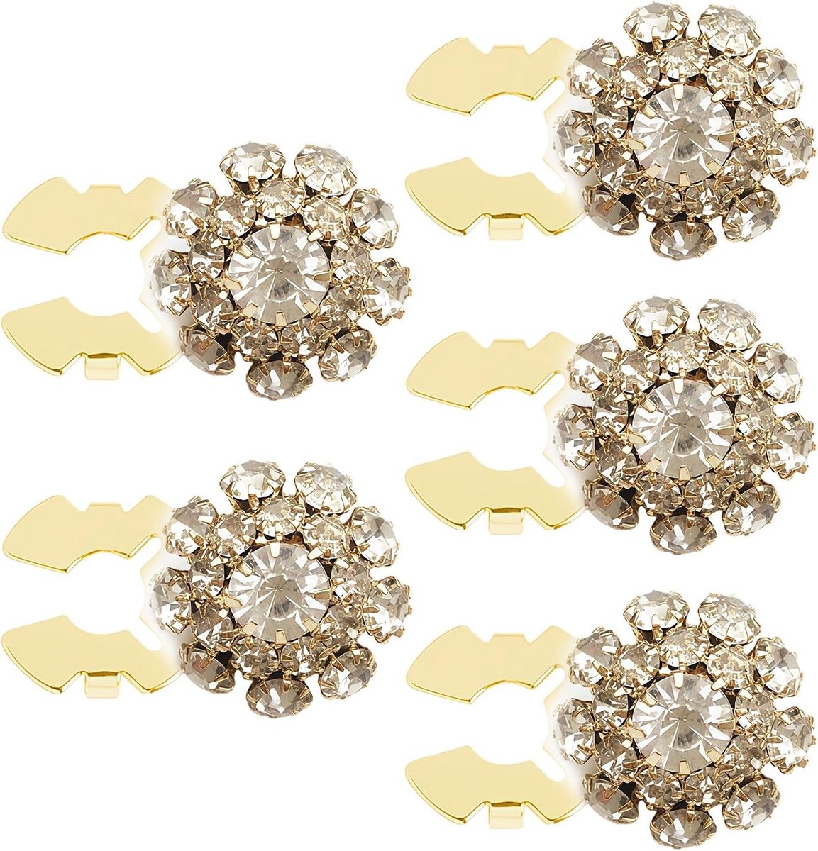 Set van 5 verwijderbare strass knoopcovers voor dames, naaiaccessoires in bloemvorm voor kleding en jurken