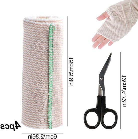 Set van 4 Elastische Sanitaire Maandverbanden, 15 cm x 4,5 m, Stevige Ondersteuning voor Blessures aan Enkel, Arm of Been, Ideaal voor Sport en Compressie — afbeelding 5