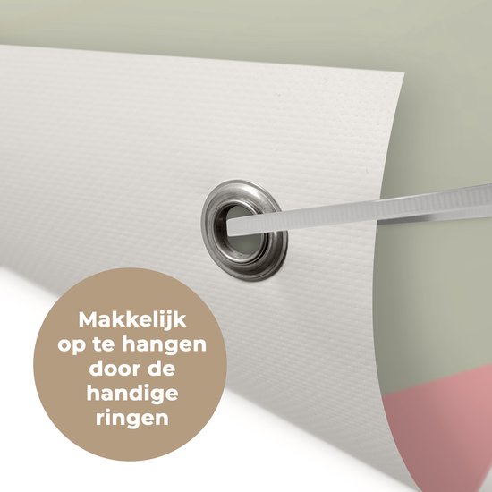 Tuinposter 200x200 cm - Tuindecoratie Een illustratie van een zwarte puppy met een hart - Poster voor in de tuin - Buiten decoratie - Schutting tuinschilderij - Tuindoek muurdecoratie - Wanddecoratie balkondoek
