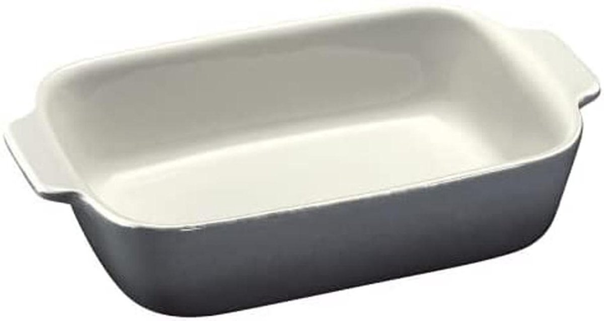 Küchenprofi Provence Ovenschaal rechthoekig, grijs/wit binnen, 30 x 19 x 6,5 cm, van keramiek, ovenvorm, bakvorm, bakschaal, broodbakvorm, ovenvast tot 260 °C, ook voor koel- en vriezer