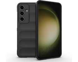 Casemania Hoesje Geschikt voor Samsung Galaxy A57 - Zwart - Geribbeld Siliconen Back Cover - Volledige Camera Bescherming - Extra Stevig Val en Stootbescherming Telefoonhoesje