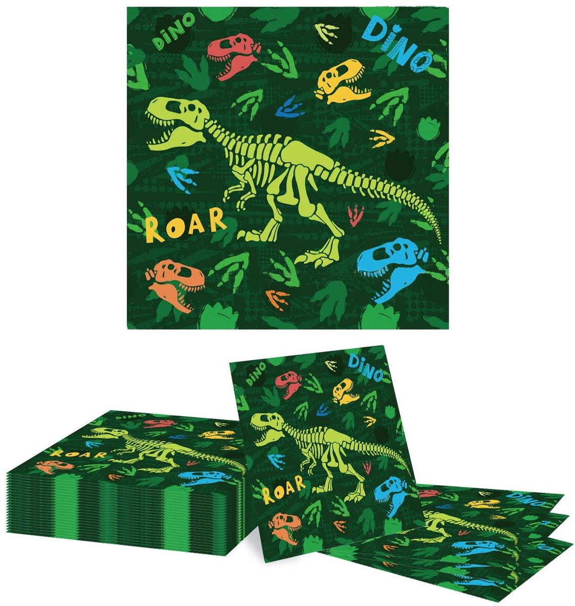 GlamRays Dino Servetten - 20 Stuks - Feestdecoratie voor Kinderfeestjes