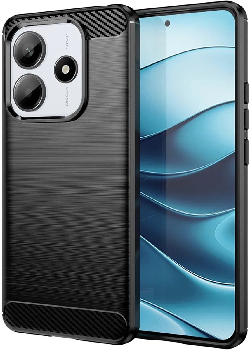 Hoesje geschikt voor Xiaomi Redmi Note 14 5G - Phonesta Carbon Silicone Back Cover - Zwart