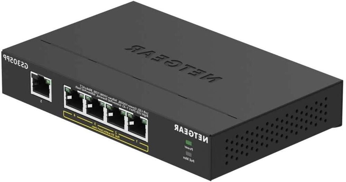 PoE Switch - Ethernet Switch - Netwerkapparatuur - Stille Werking - 5-Poorts - Zwart