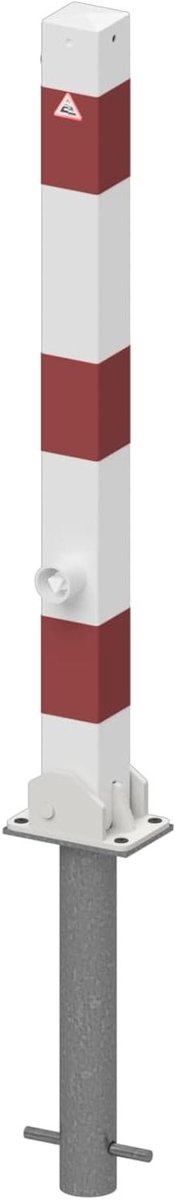 Afsluitpalen Betonneren - Parkeerpaal Kettingpaal - Parkeerplaats Afzetten - Thermisch Verzinkt Staal - 70x70mm 900mm Hoog - Wit Rood