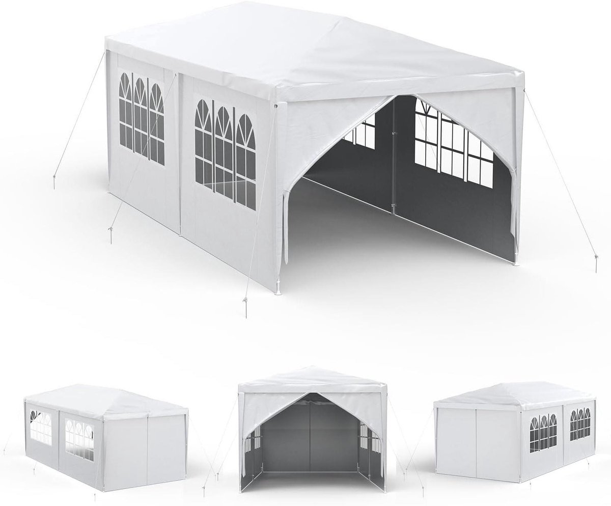 Waterdicht Paviljoen - Feesttent Partytent - Tuinfeest Bruiloft - Met 6 Zijwanden - 3 x 6 Meter - Wit