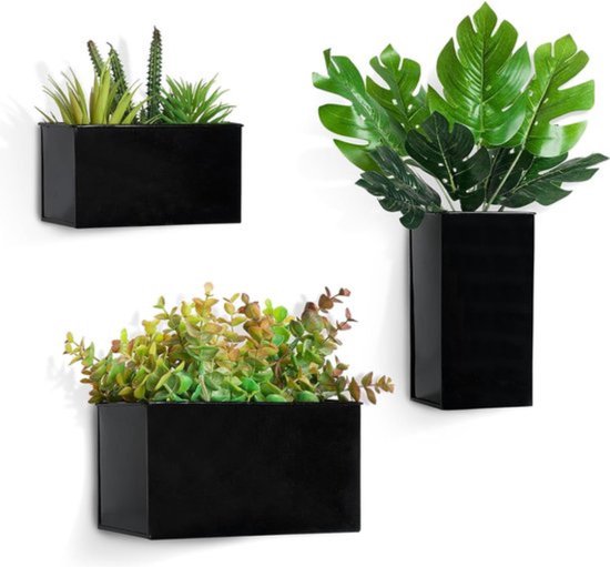 Thuys - 3 pots de fleurs suspendus, pot de fleurs mural en métal, suspension, vases muraux pour fleurs, plantes, décoration murale, décoration de jardin