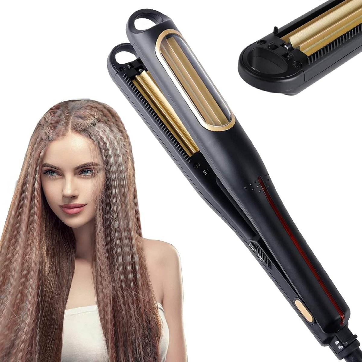 Automatische Haarkrultang – Volumizing Fluffy Crimper – Corrugatie Plooiijzer – Antistatisch – Instelbare Temperatuur voor Alle Haartypes