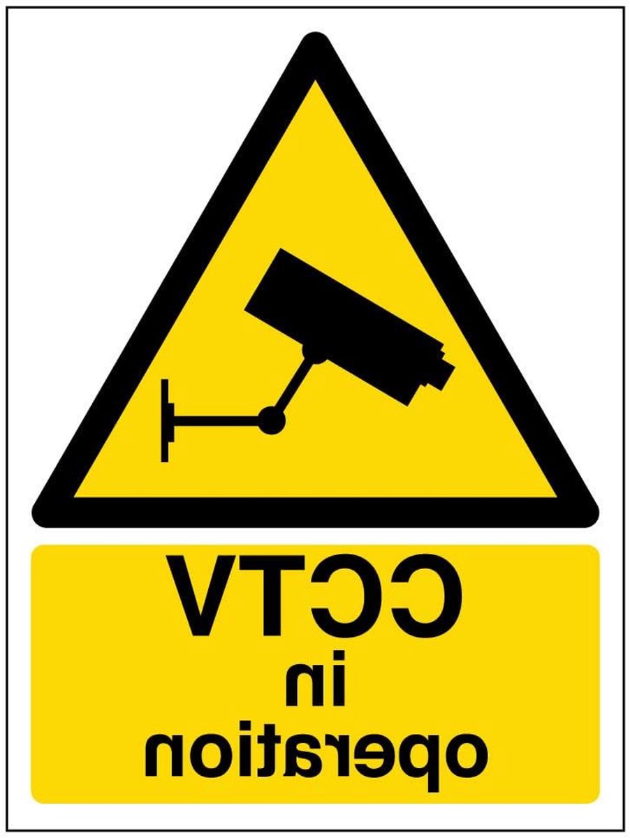 CCTV Waarschuwingsbord - Camerabewaking Bord - Veiligheid Melden - Conform EN ISO 7010 - 150x200mm - Zwart Geel