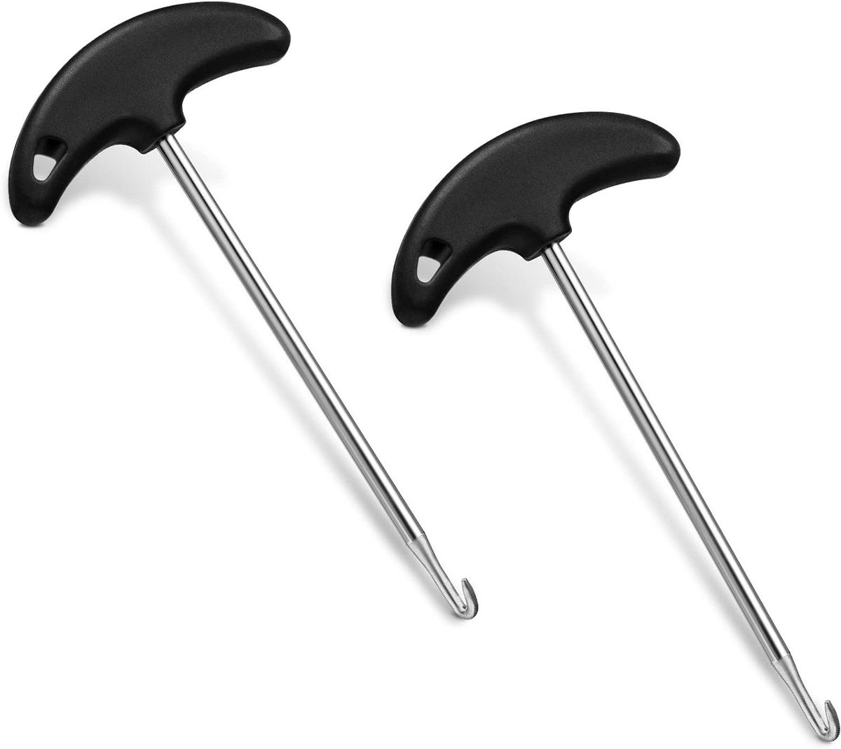Schoenveter Gereedschap - Veterspanner Trekker - Schaatsen Strakker Maken - Roestvrij Staal Plastic - 18.2 x 9.5 cm - Zwart Zilver