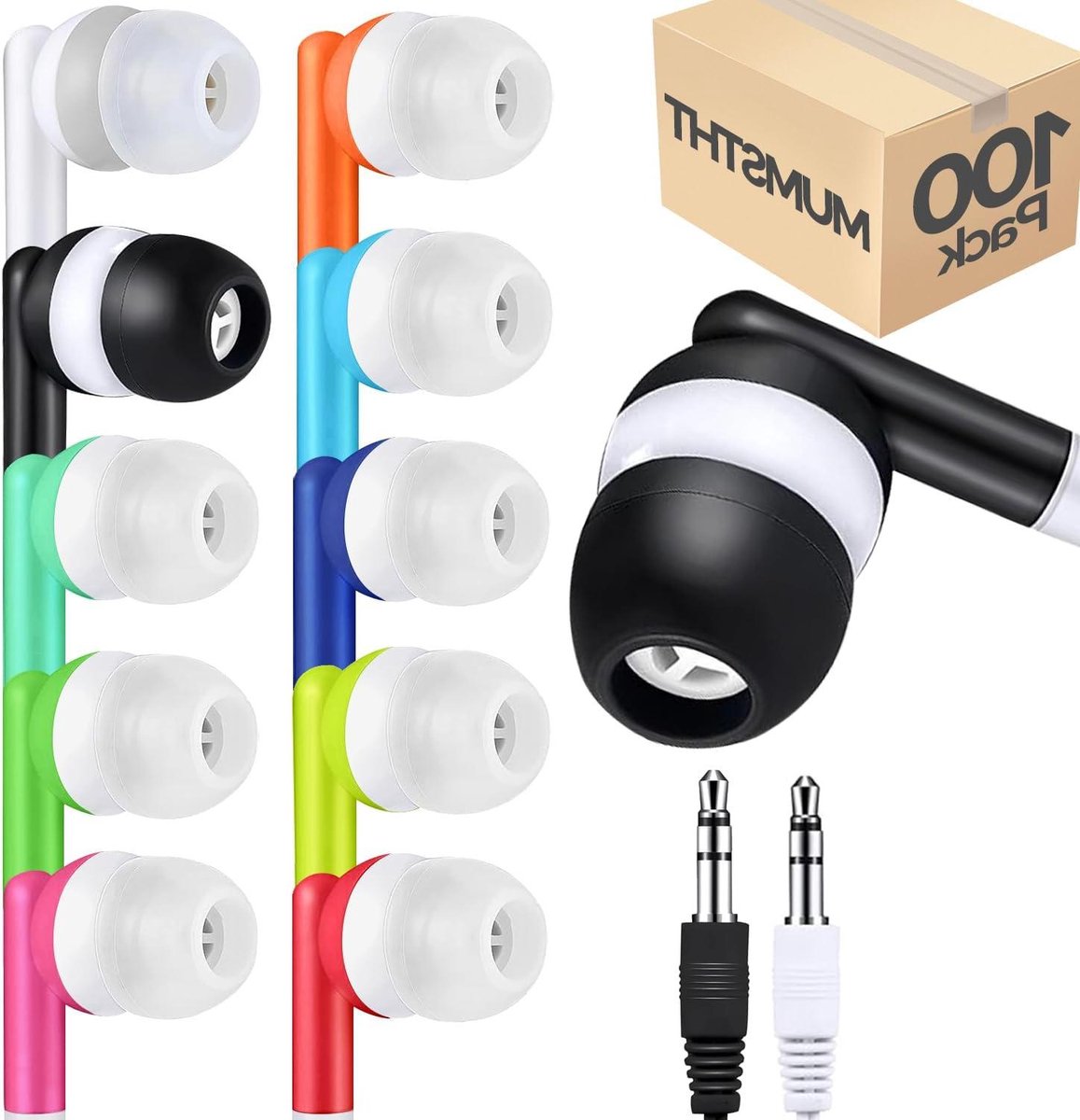Bulk Oordopjes - Koptelefoons Set - Klaslokaal Leren - Individueel Verpakt - 100 Stuks - Gemengde Kleuren