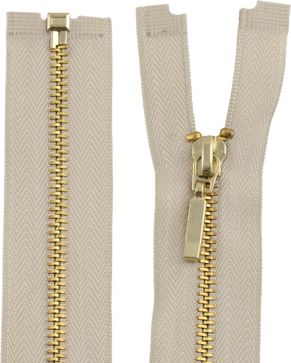 Deelbare Rits - Met Hanger - Kleding Maken - Met Decoratieve Hanger - 45 cm Lengte - Beige
