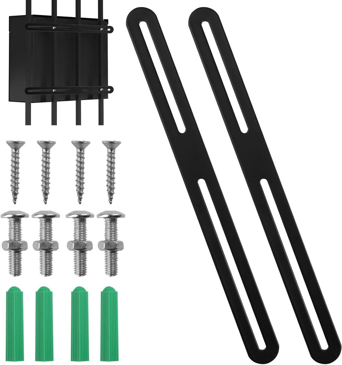 Flat Connector Set voor Bevestiging van Fietsen, Postbussen en Hekken met M5 Schroeven - 280x24mm Bevestigingskit