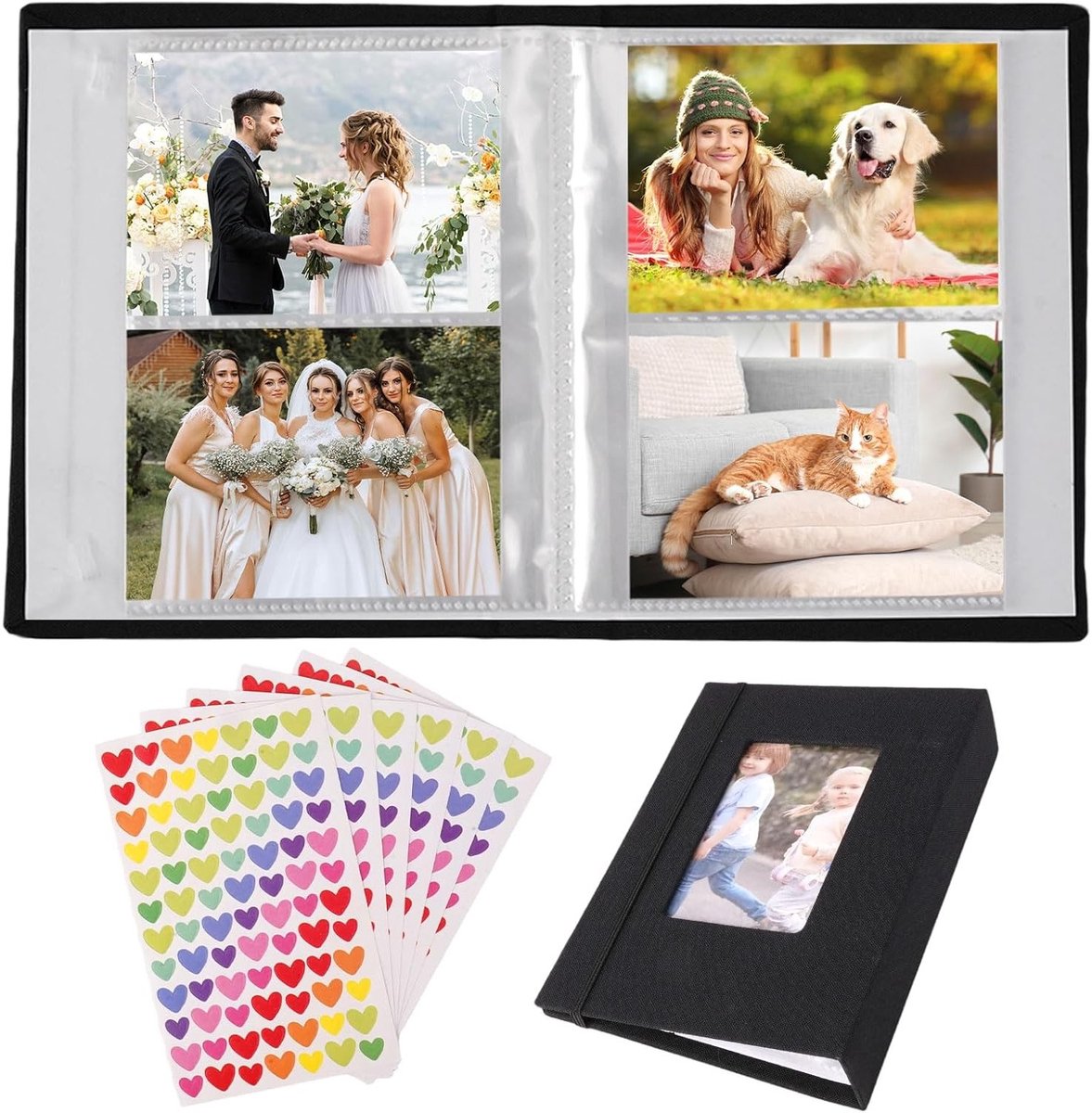Fotoalbum Insertion 10 x 15 cm, Klein Zwart Linnen Cover, 26 Bladen voor 104 Foto's, Perfect als Cadeau voor Gezinnen en Baby's, Ideaal voor Verjaardagen en Herinneringen