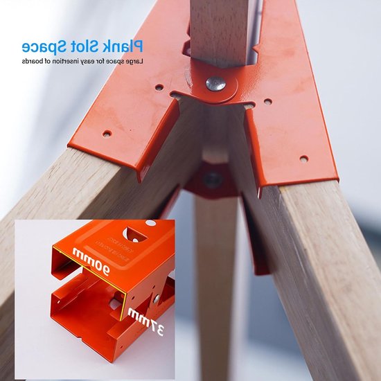 Verstelbare Zaagpaal Beugels voor Houtbewerking - 2 Stuks, 37 x 90 mm, 25° Opening Hoek, Ondersteuning voor Meubels en Decoratie — afbeelding 2