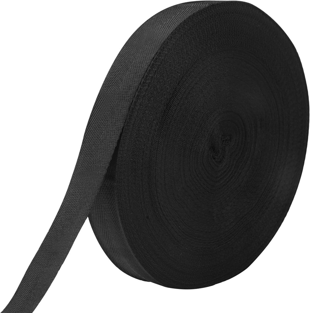 Katoenen Biasband 50 m x 2,5 cm, Naaitape voor DIY Projecten, Katoenen Twillband, Herringbone Steek, Perfect voor Handwerken en Breien (Zwart)