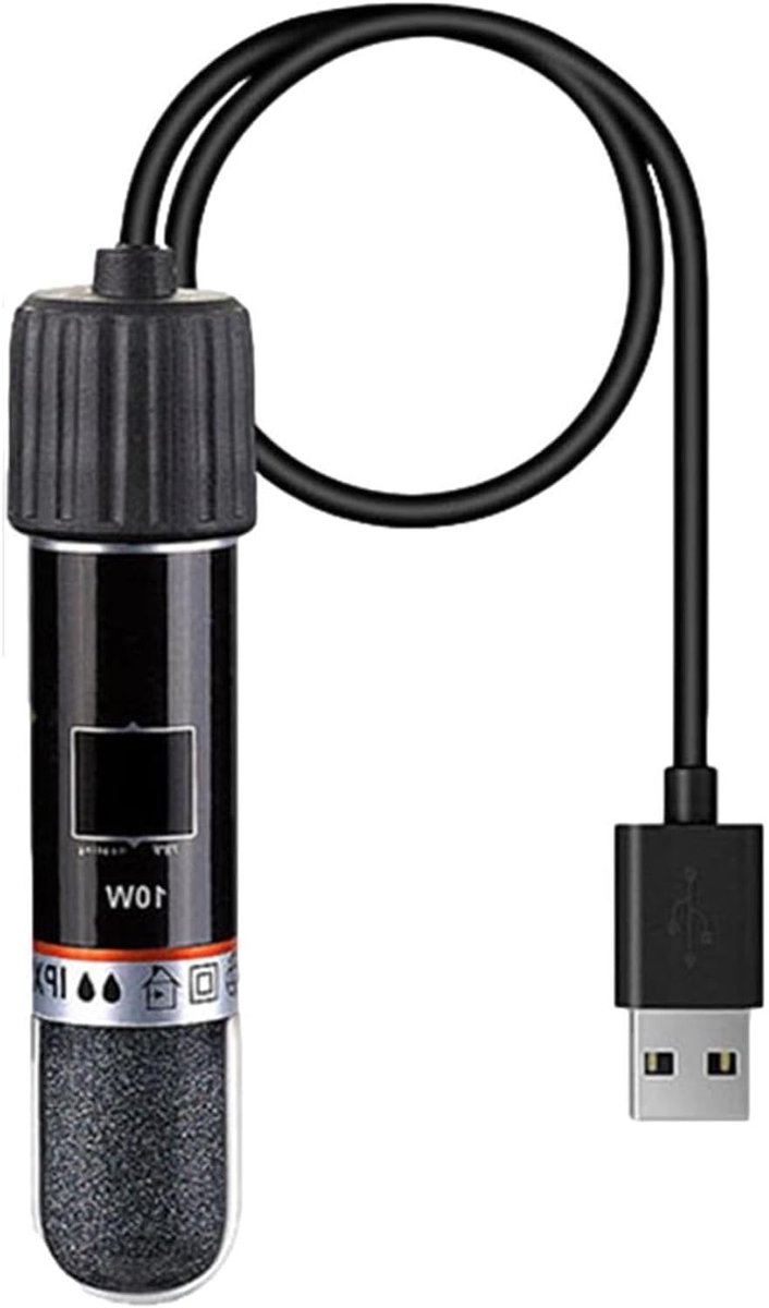 Mini USB Aquarium Verwarmingselement van 10 W met Thermostaat voor Kleine Aquaria, Ideaal voor Zoet- en Zoutwater, Geschikt voor Schildpadden en Vis