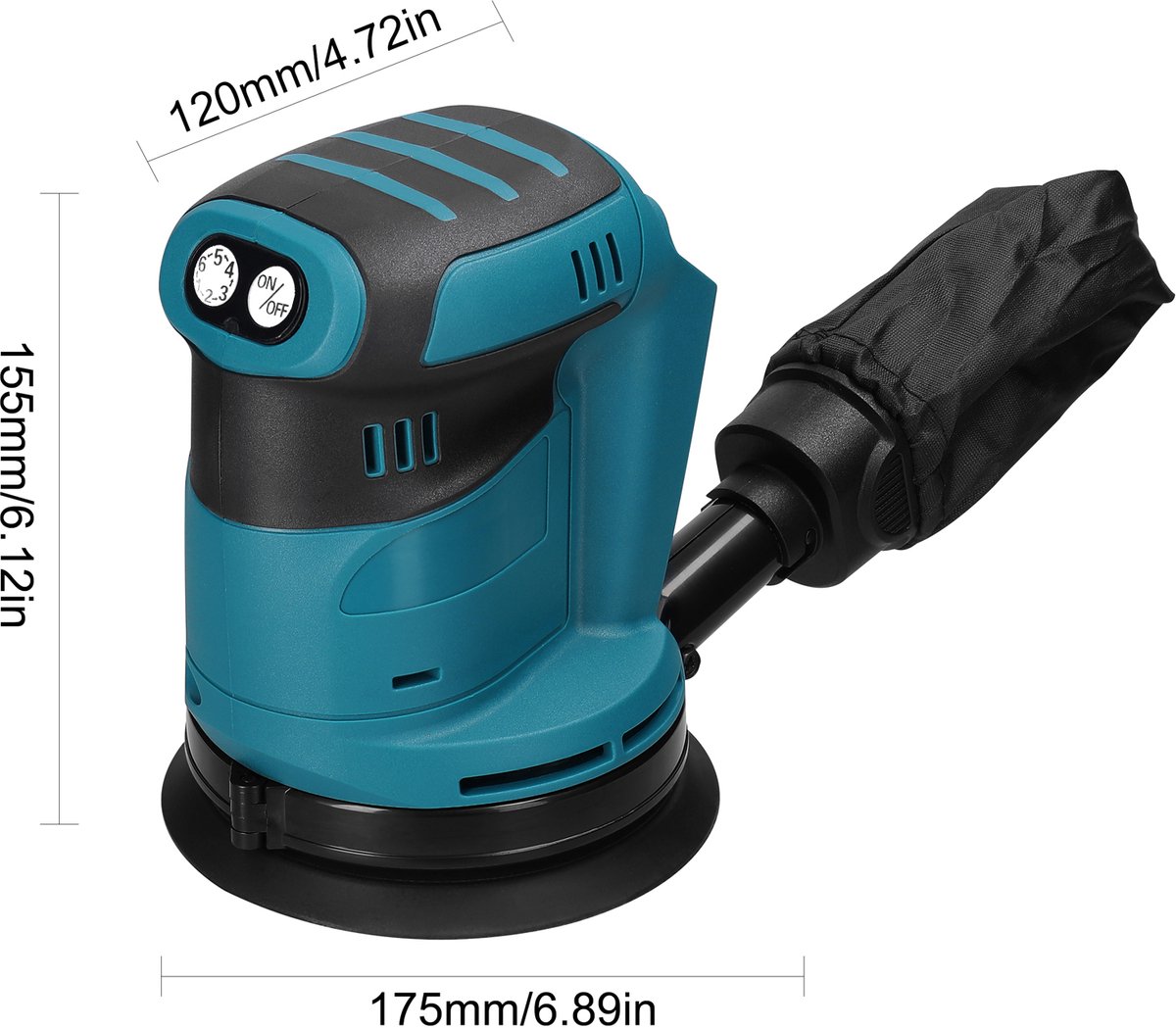 125mm Accu Excentrische Schuurmachine – Draadloos – 6 Snelheden – Orbital Sander voor Auto & Hout – foto 3