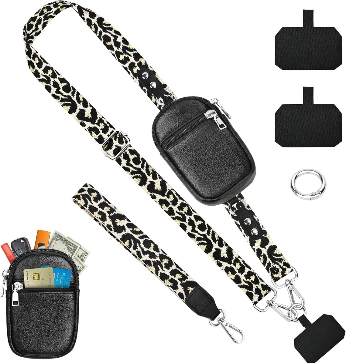 Verstelbare mobiele telefoonketting met tas, multifunctionele lanyard voor smartphones, ideaal voor vrouwen en dagelijks gebruik