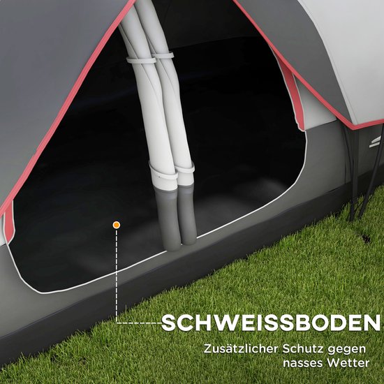 Campingtent 2 Kamers - 6-8 Persoons Gezinstent - Met Tussenscherm En Regenhoes - Voor Familie En Outdoor - Grijs — afbeelding 2
