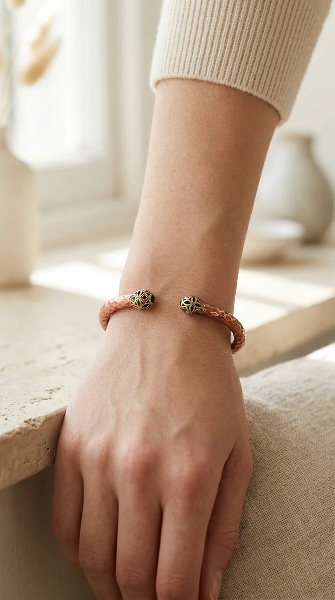 Dorvina Koper Armband Antiek Model Zwart Saf Koper Helend Van Voren Verstelbaar Dames Armband