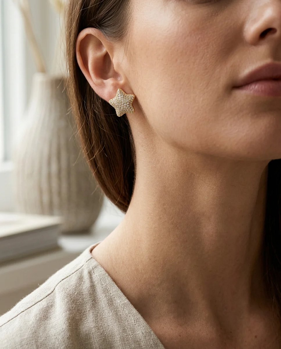 Dorvina Xuping VIP Staal Bovenkant Verguld Zirkonia Ster Vintage Dames Oorbellen