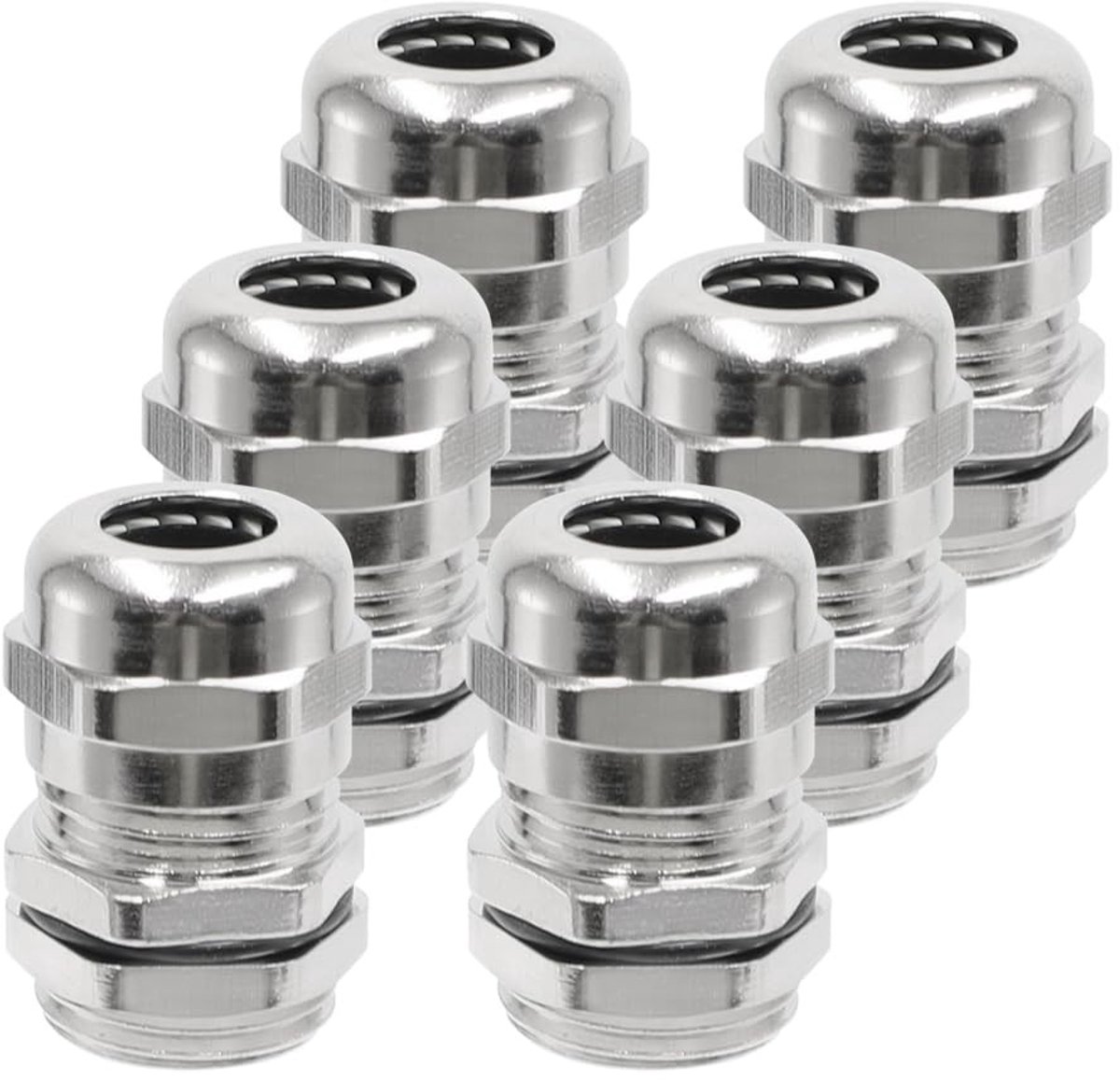 Set van 6 waterdichte kabelschroefverbindingen, IP68 kabeldoorvoer, messing connector voor 4-8mm kabels, ideaal voor buitengebruik en elektrische toepassingen