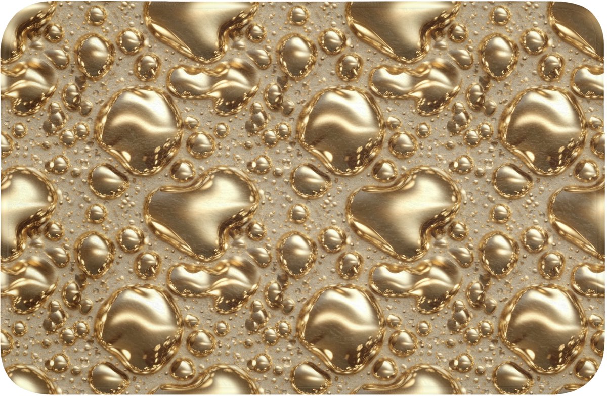 WC mat 60x40 cm - Antislip - Druppels - Organisch - Goud - Toiletmat - Vloermat - Douchema