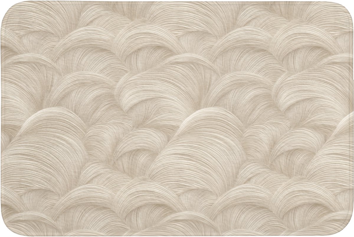 WC mat 90x60 cm - Antislip - Bogen - Patroon - Beige - Toiletmat - Vloermat - Douchemat -