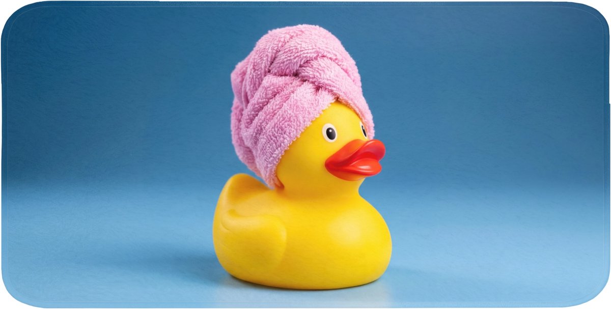 Badmat 120x60 cm - Antislip - Badeend - Handdoek - Blauw - Badmatten voor badkamer - Badkamermat - Douchemat - Badkamer mat