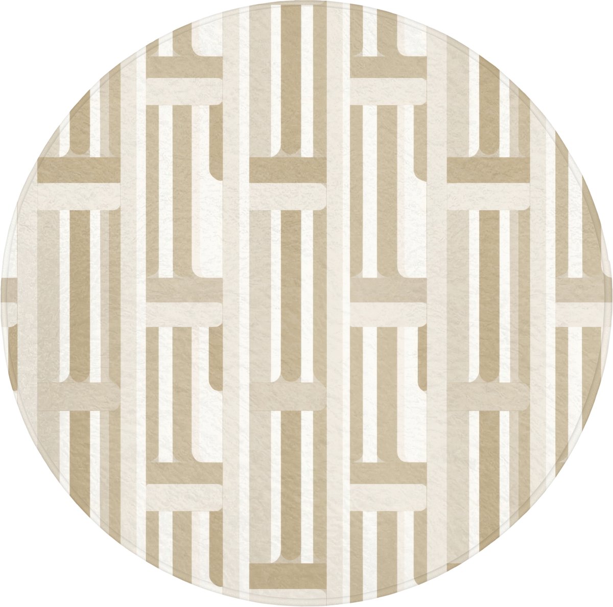 WC mat rond 70x70 cm - Antislip - Modern - Geometrisch - Beige - Toiletmat - Vloermat - Do