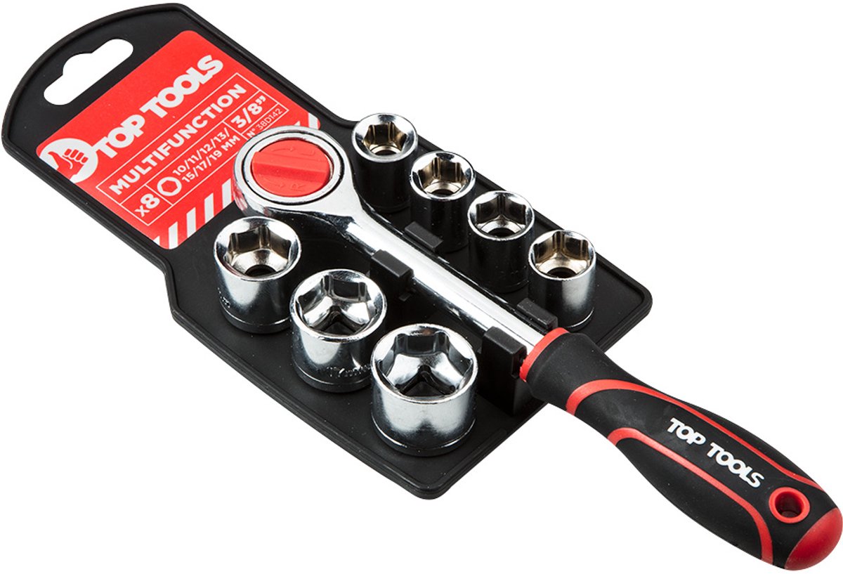 Top Tools - Dopsleutelset - 8-delig - 3/8" - Staal - Ergonomische Greep