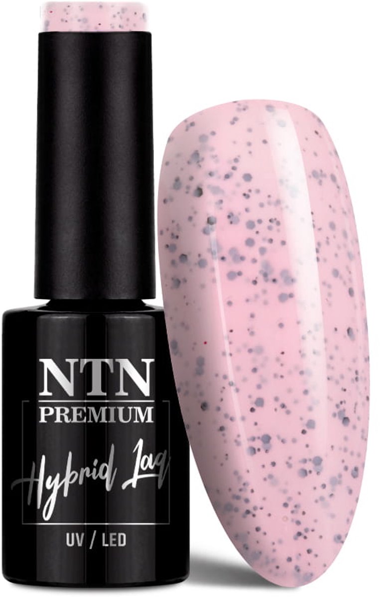 NTN Premium Sugar Puff Collection - Gel Nagellak - Roze met Zwarte Drobinkjes - 5g