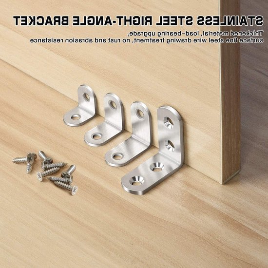 Set van 10 roestvrijstalen hoekbeugels 30 x 30 x 18,5 mm met 20 schroeven voor stevige bevestiging en ondersteuning — afbeelding 5